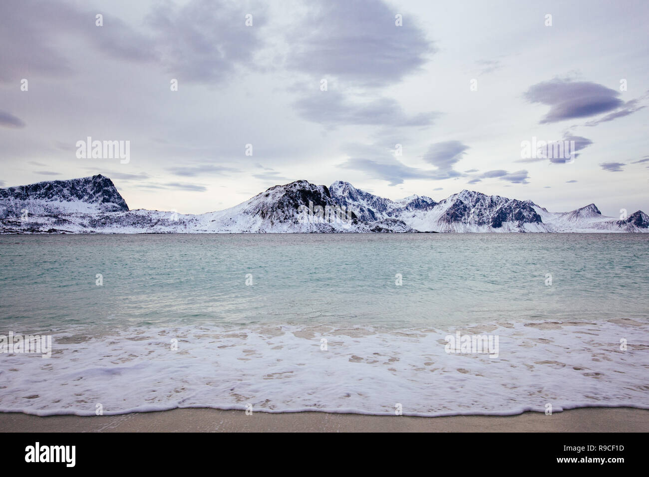 Inverno nelle Isole Lofoten in Norvegia, Europa Foto Stock