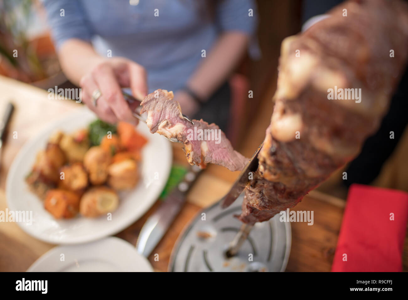 Essendo a base di carne servita fresca Foto Stock