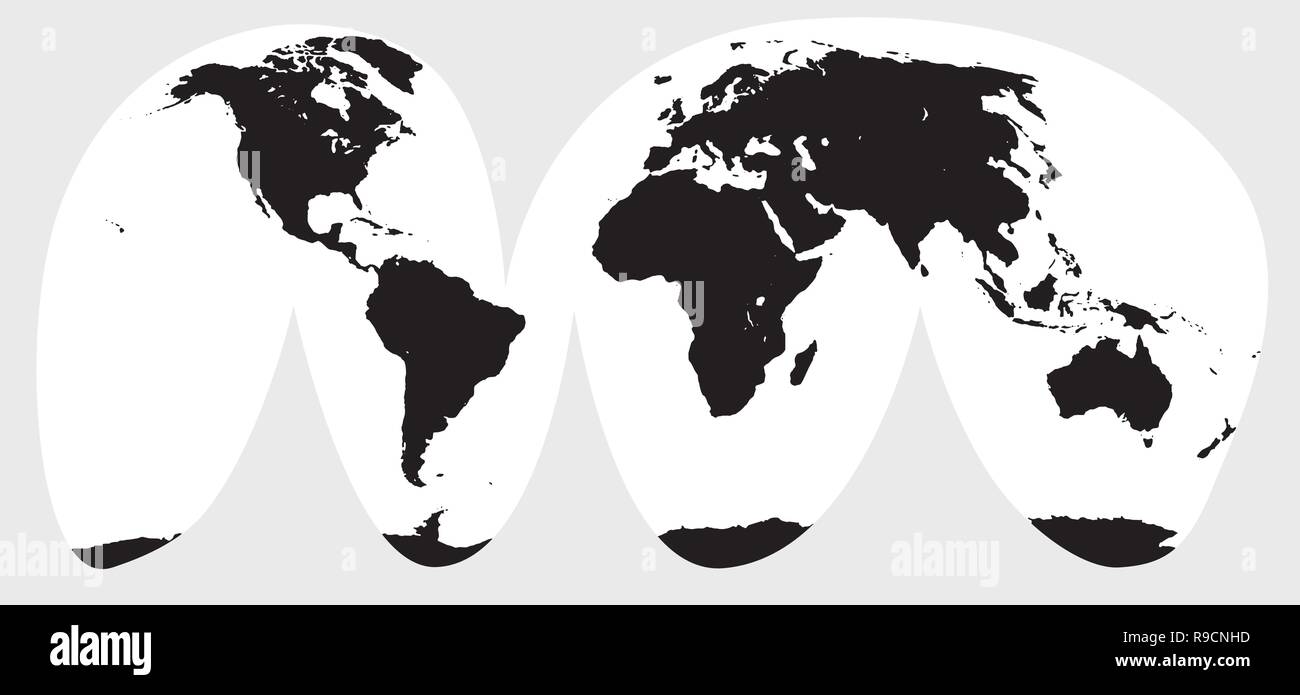 Pulire isolato non super dettagliata mappa globale del mondo paesi e continenti pelato dalla sfera della terra per vedere tutto il mondo in un piatto ar Illustrazione Vettoriale