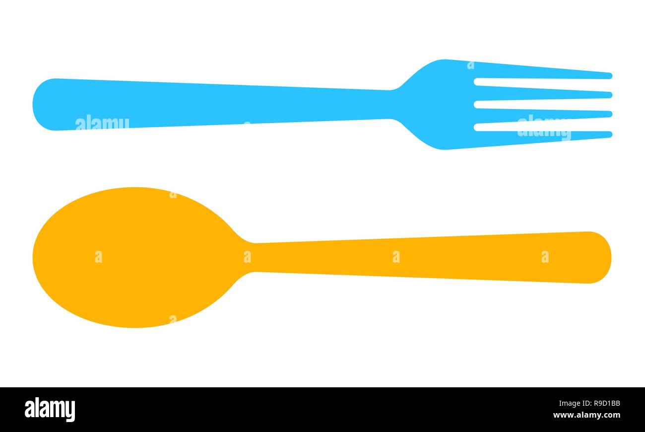 Ristorante simbolo. Illustrazione Vettoriale. Cucchiaio e forchetta icona sullo sfondo bianco. Illustrazione Vettoriale