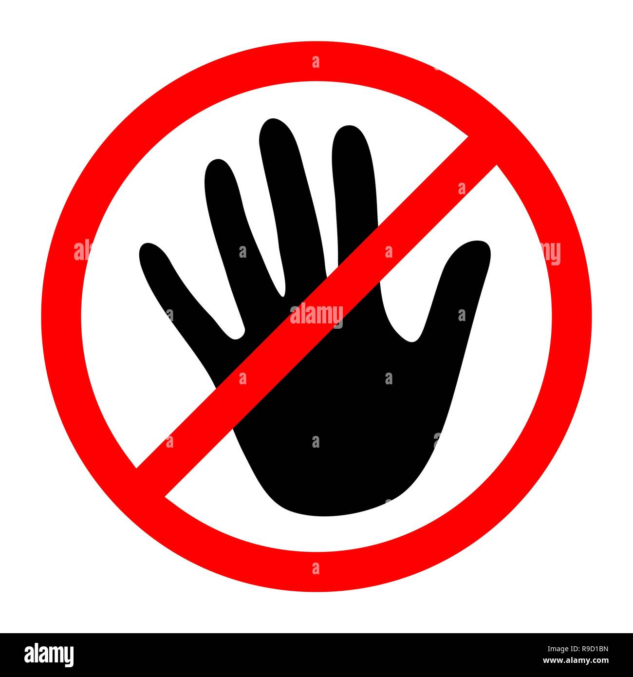 Arrestare il simbolo Mano. Illustrazione Vettoriale. Il segnale di arresto. Nessuna icona touch Illustrazione Vettoriale