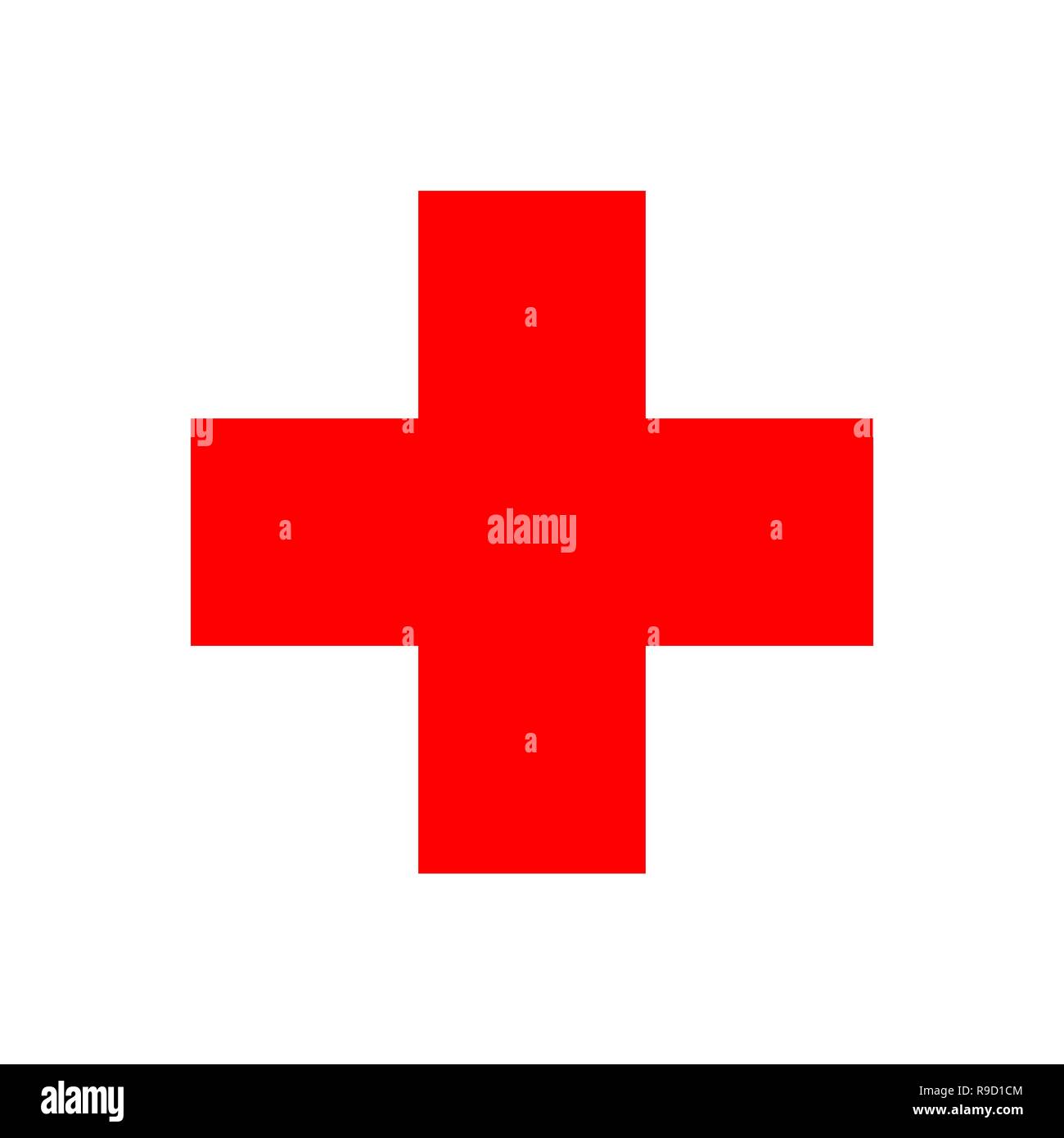 Croce medica in uno stile piatto. Illustrazione Vettoriale. Rosso simbolo  medico isolato Immagine e Vettoriale - Alamy
