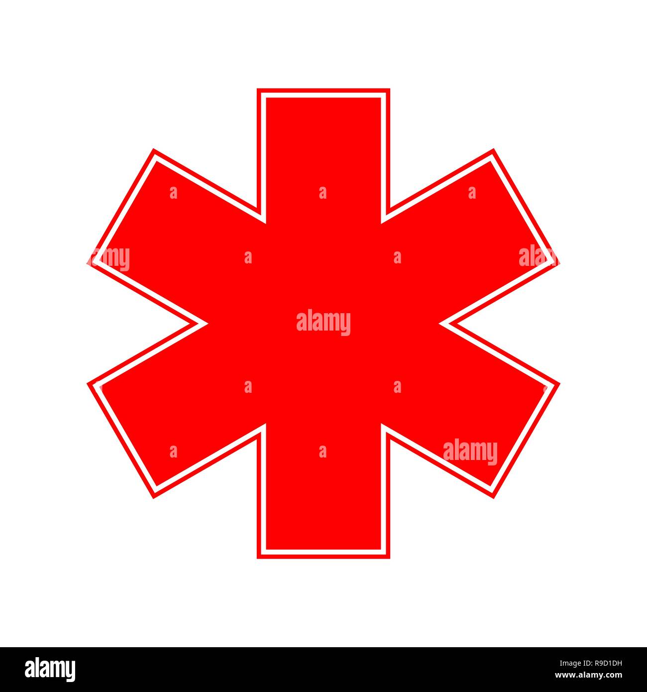 Simbolo di medici di emergenza in stile appartamento. Illustrazione Vettoriale. Rosso simbolo medico isolato Illustrazione Vettoriale
