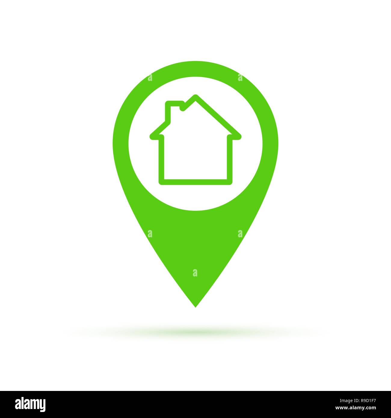 Mappa del puntatore con il simbolo della casa. Illustrazione Vettoriale. Home icona della posizione Illustrazione Vettoriale