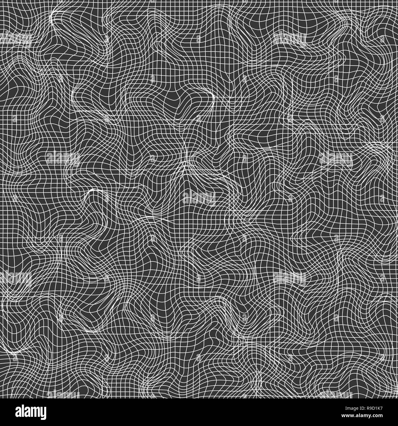 Sfondo con griglia di curve. Illustrazione Vettoriale. Maglia. Abstract sfondo monocromo Illustrazione Vettoriale