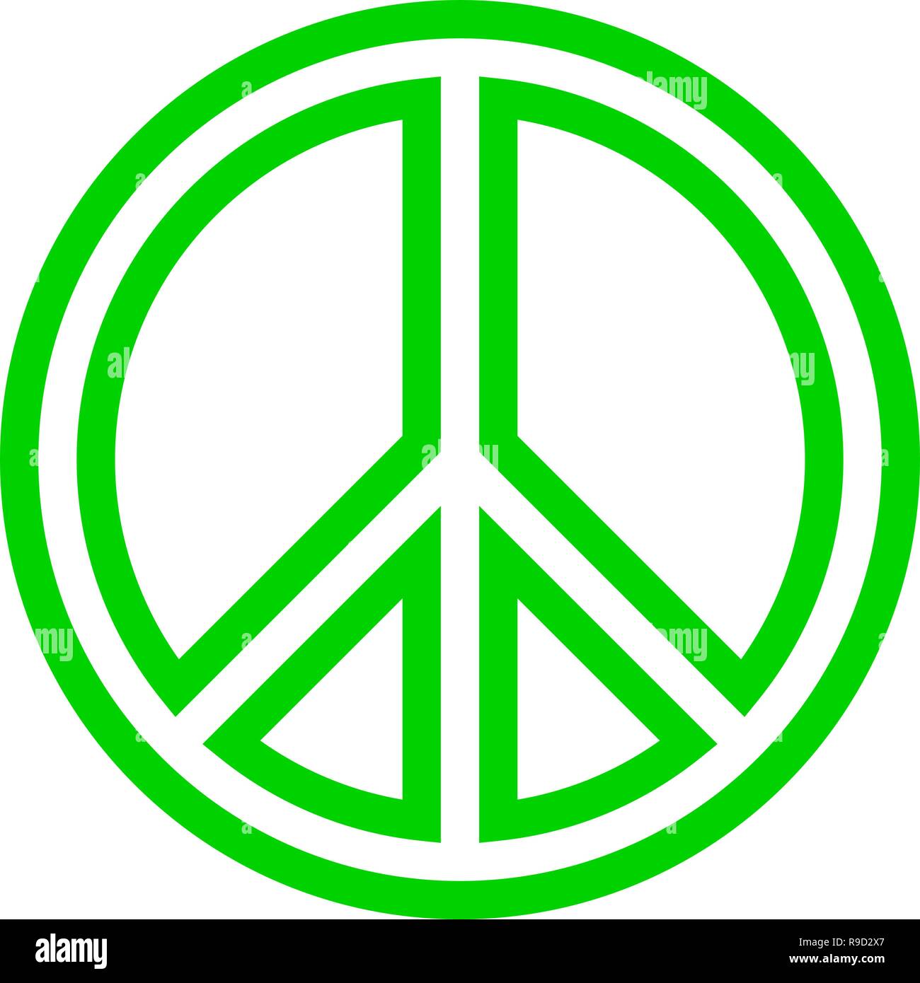 Simbolo di pace icona - verde semplice delineato, isolato - illustrazione vettoriale Illustrazione Vettoriale