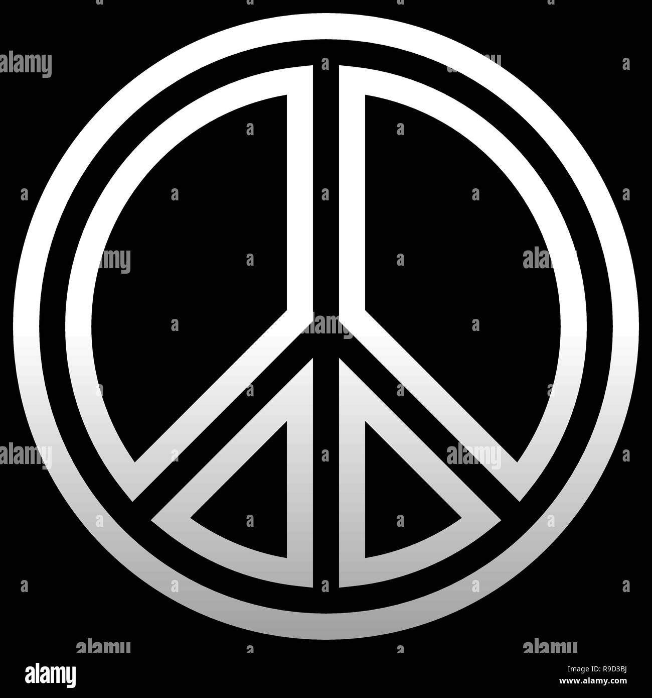 Simbolo di pace icon - bianco semplice gradiente delineato, isolato - illustrazione vettoriale Illustrazione Vettoriale
