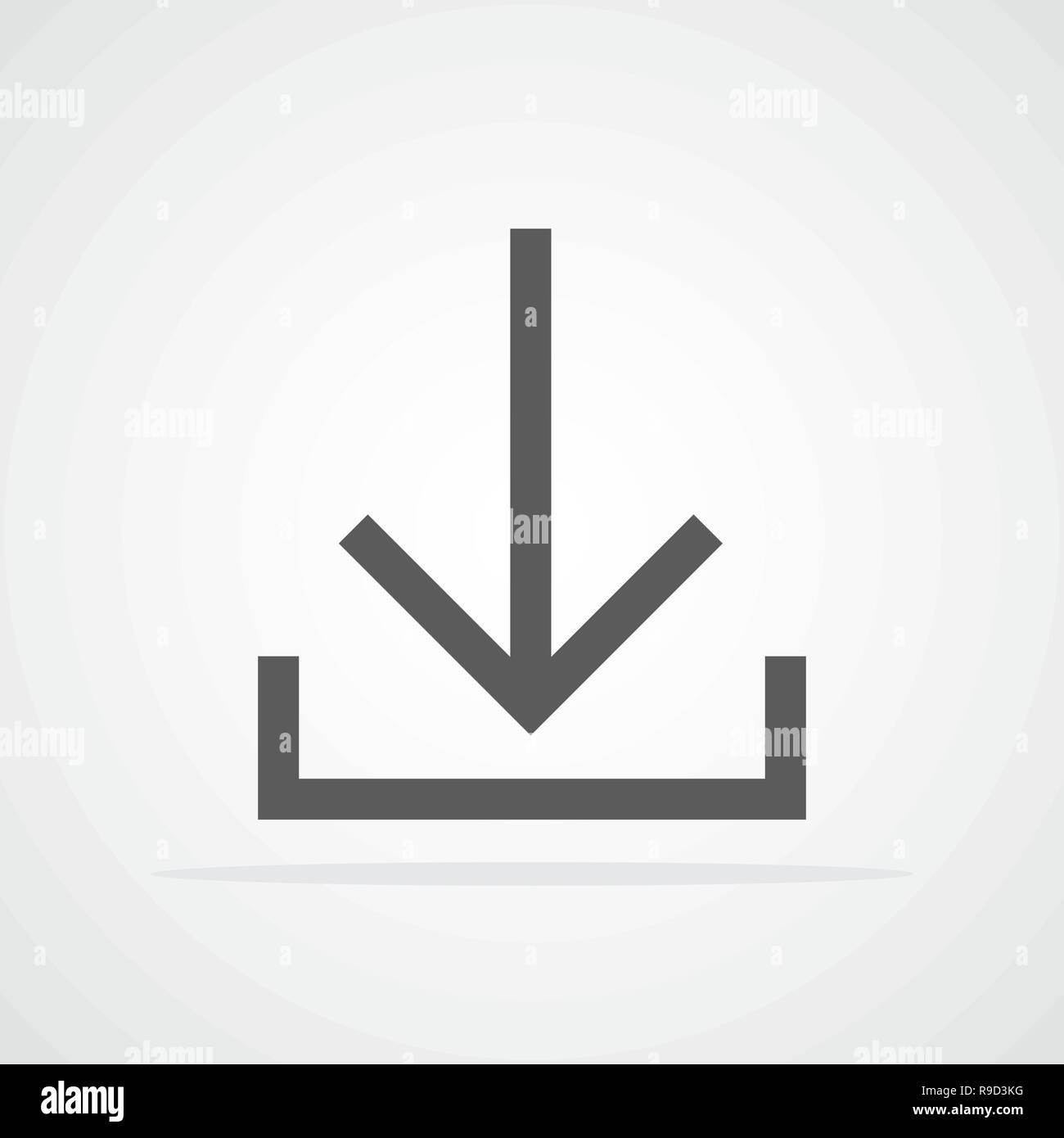 Grigio icona Download in stile appartamento. Illustrazione Vettoriale. Installare il simbolo su sfondo chiaro. Illustrazione Vettoriale