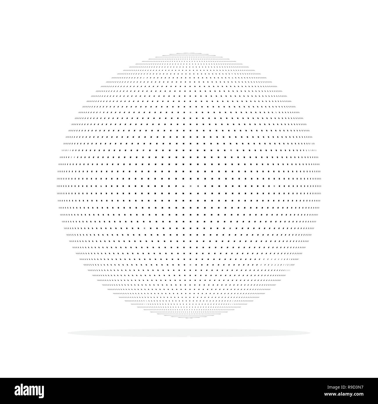 Abstract sfera punteggiata. Illustrazione Vettoriale. 3d dei punti dei mezzitoni effetto. Punti neri in uno sfondo bianco. Illustrazione Vettoriale