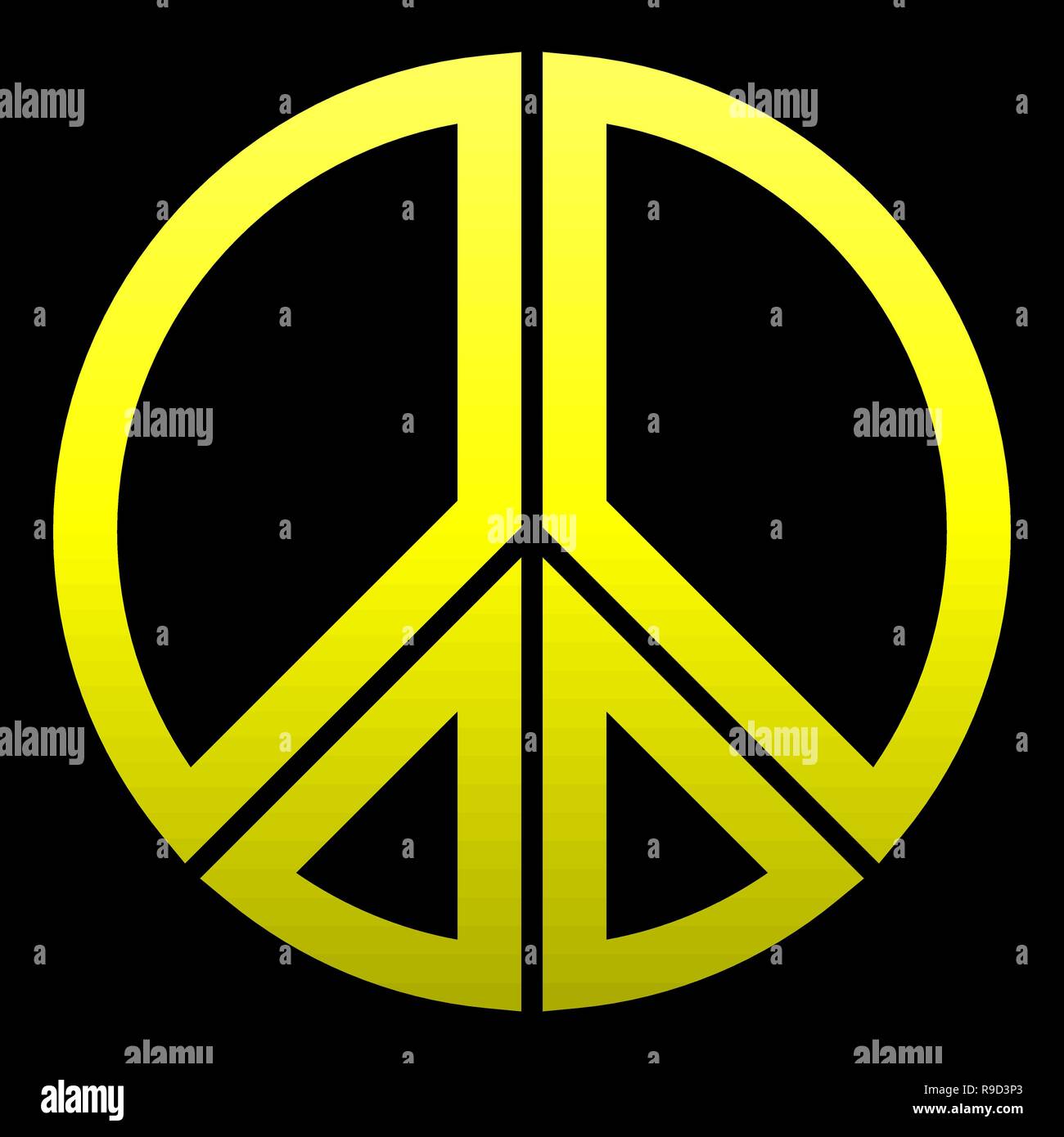 Simbolo di pace icona - giallo gradiente semplice, segmentato di forme con contorni, isolato - illustrazione vettoriale Illustrazione Vettoriale