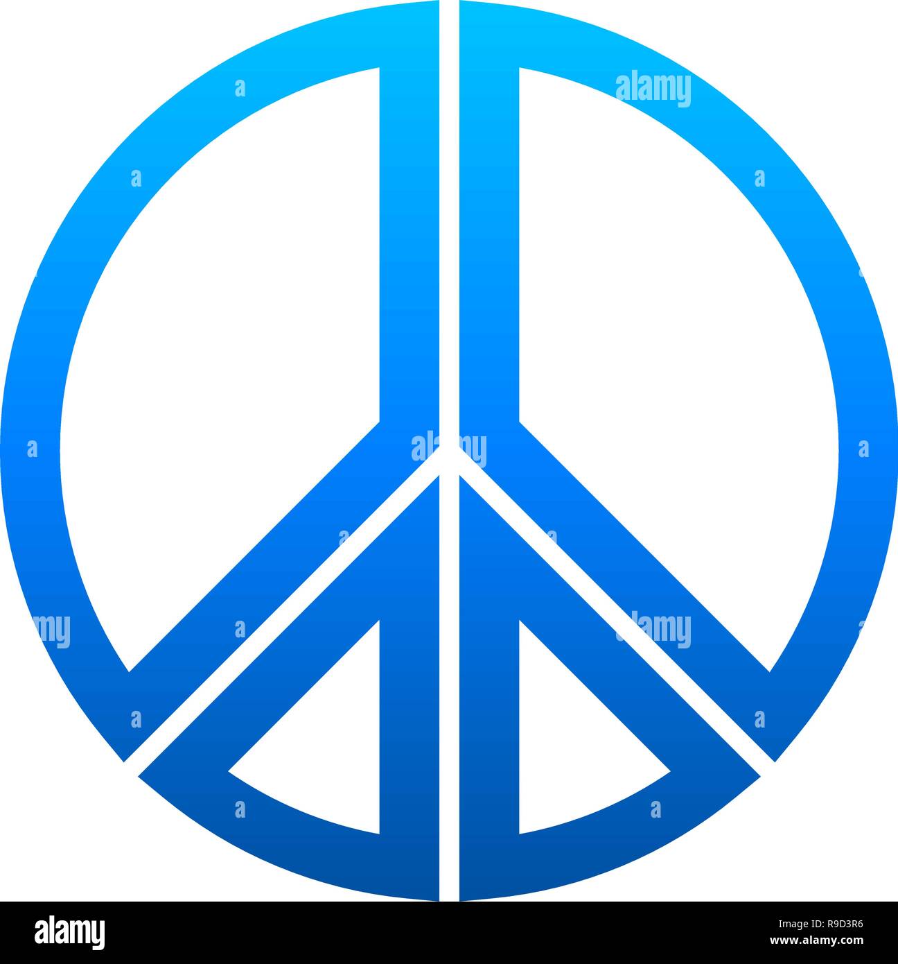 Simbolo di pace icona - blu gradiente semplice, segmentato di forme con contorni, isolato - illustrazione vettoriale Illustrazione Vettoriale