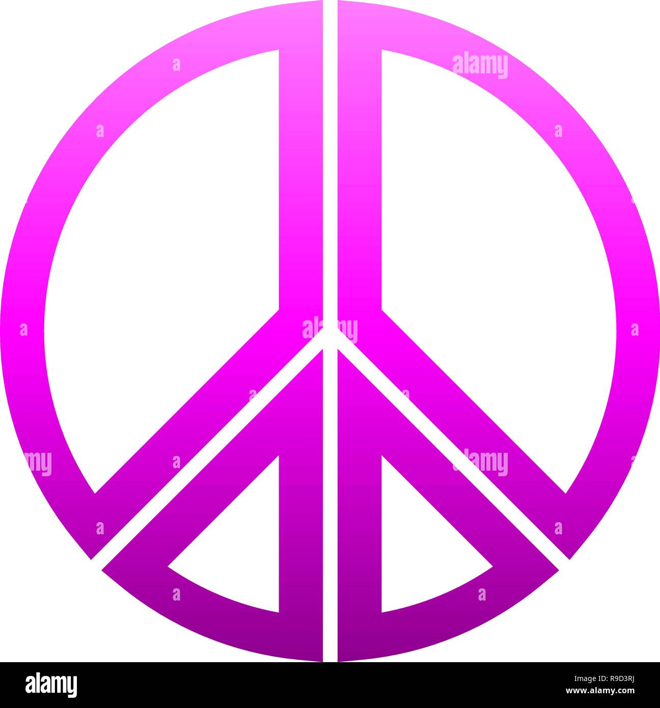 Simbolo di pace icona - viola gradiente semplice, segmentato di forme con contorni, isolato - illustrazione vettoriale Illustrazione Vettoriale