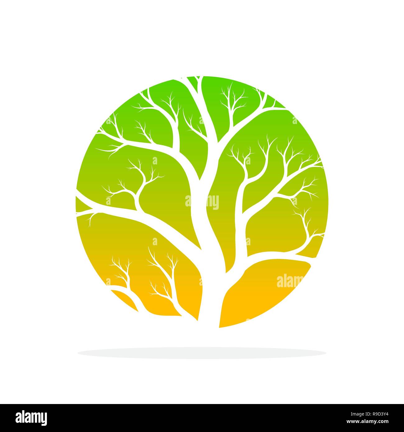 Albero verde round icona nel design piatto. Illustrazione Vettoriale. Struttura astratta in forma di un cerchio, isolato Illustrazione Vettoriale