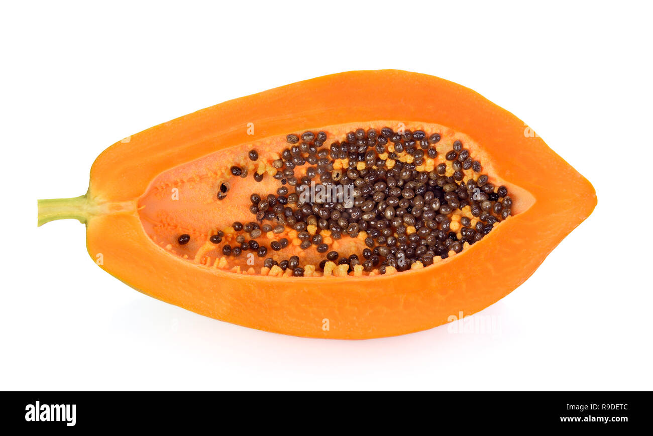 La papaia isolato su bianco backgroound. Foto Stock