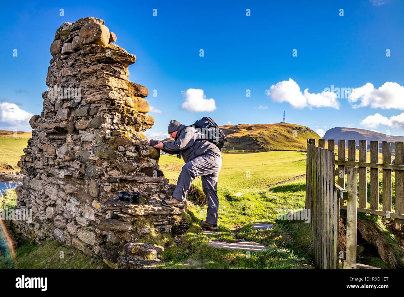 Le rovine del castello di Duntulm, Isola di Skye - Scozia. Foto Stock