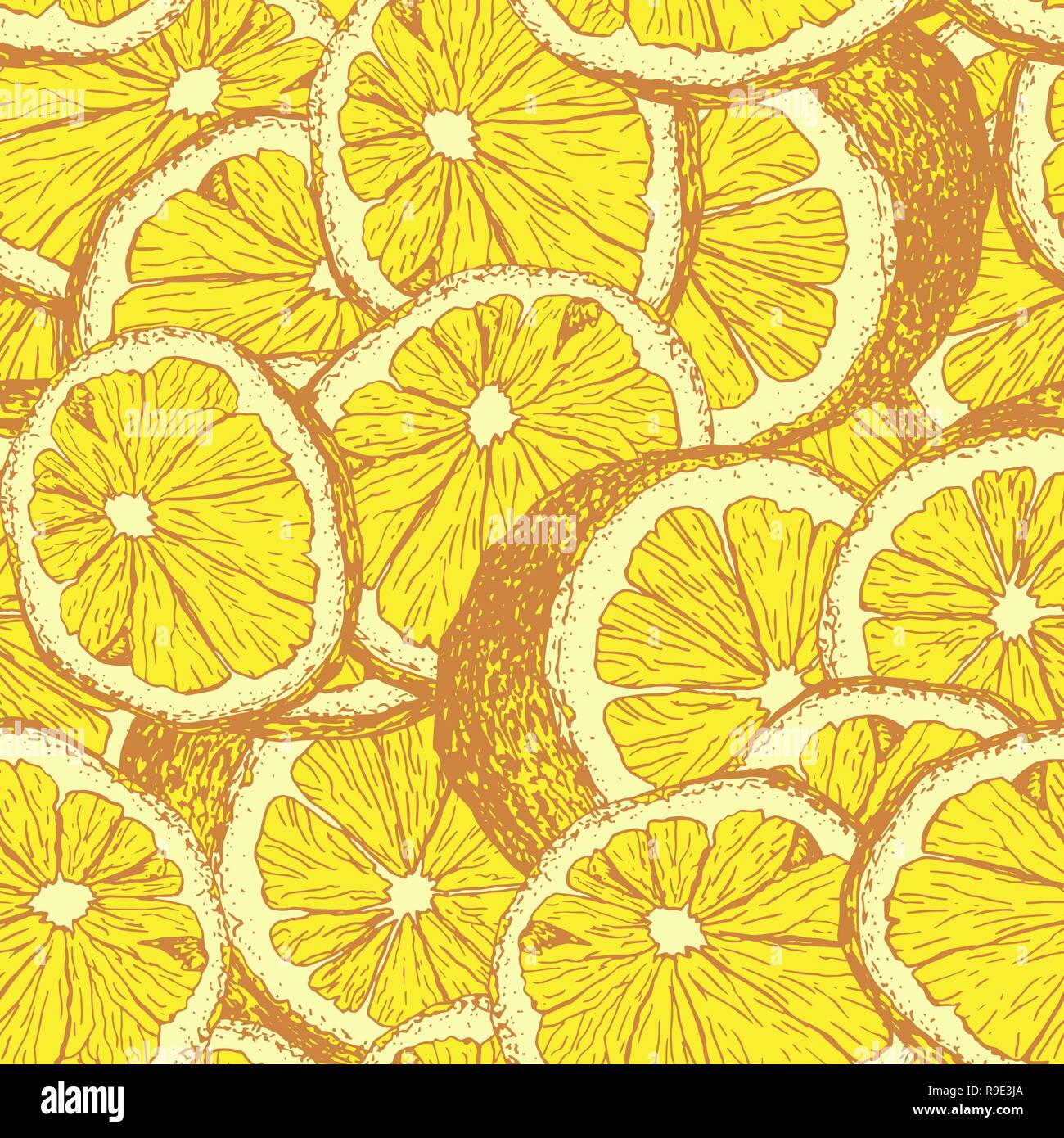Il Giallo Dei Limoni Disegnati A Mano Modello Senza Giunture Fette Di Agrumi Profilo Colore Disegno
