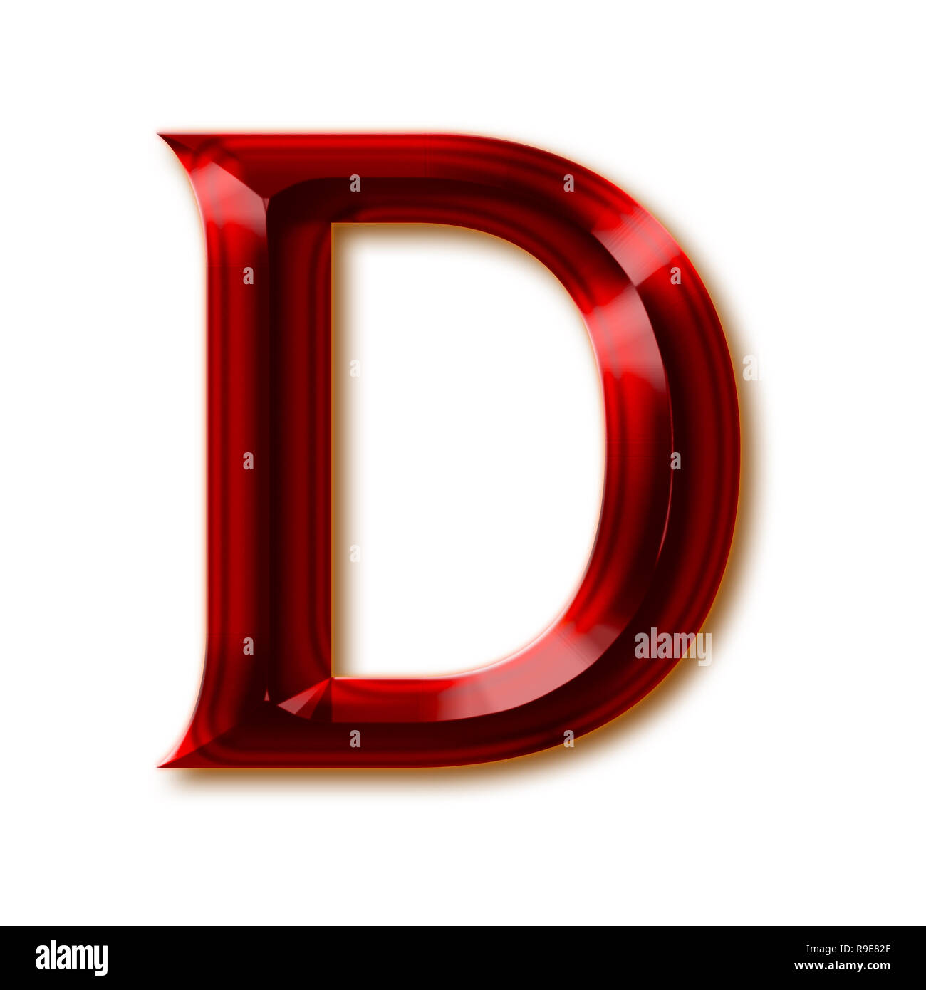 Lettera D dalle eleganti sfaccettato alfabeto ruby, brillante gemma lettere, numeri e segni di punteggiatura Foto Stock