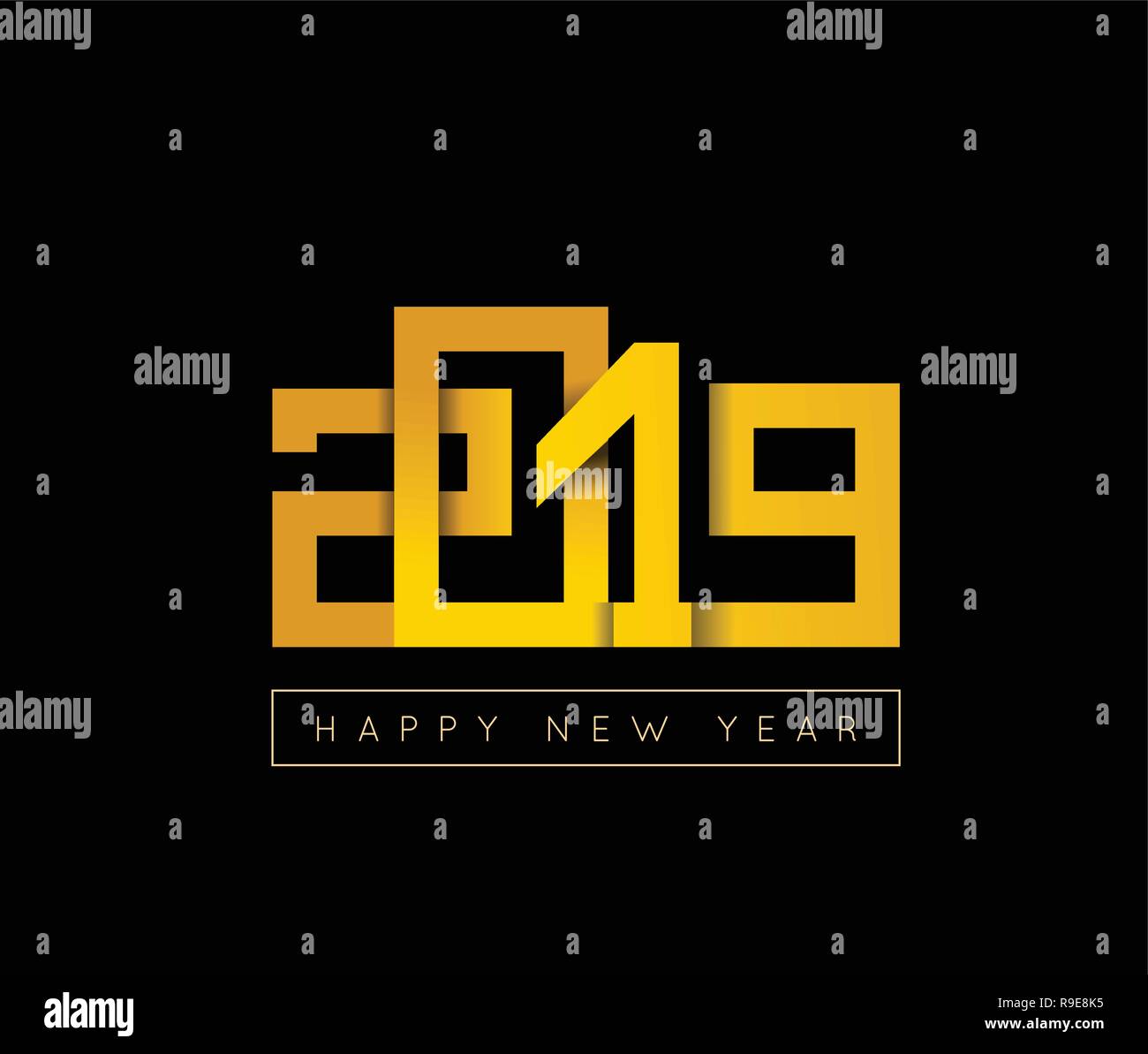 2019 Felice Anno Nuovo congratulazioni. Origami il taglio della carta Illustrazione Vettoriale