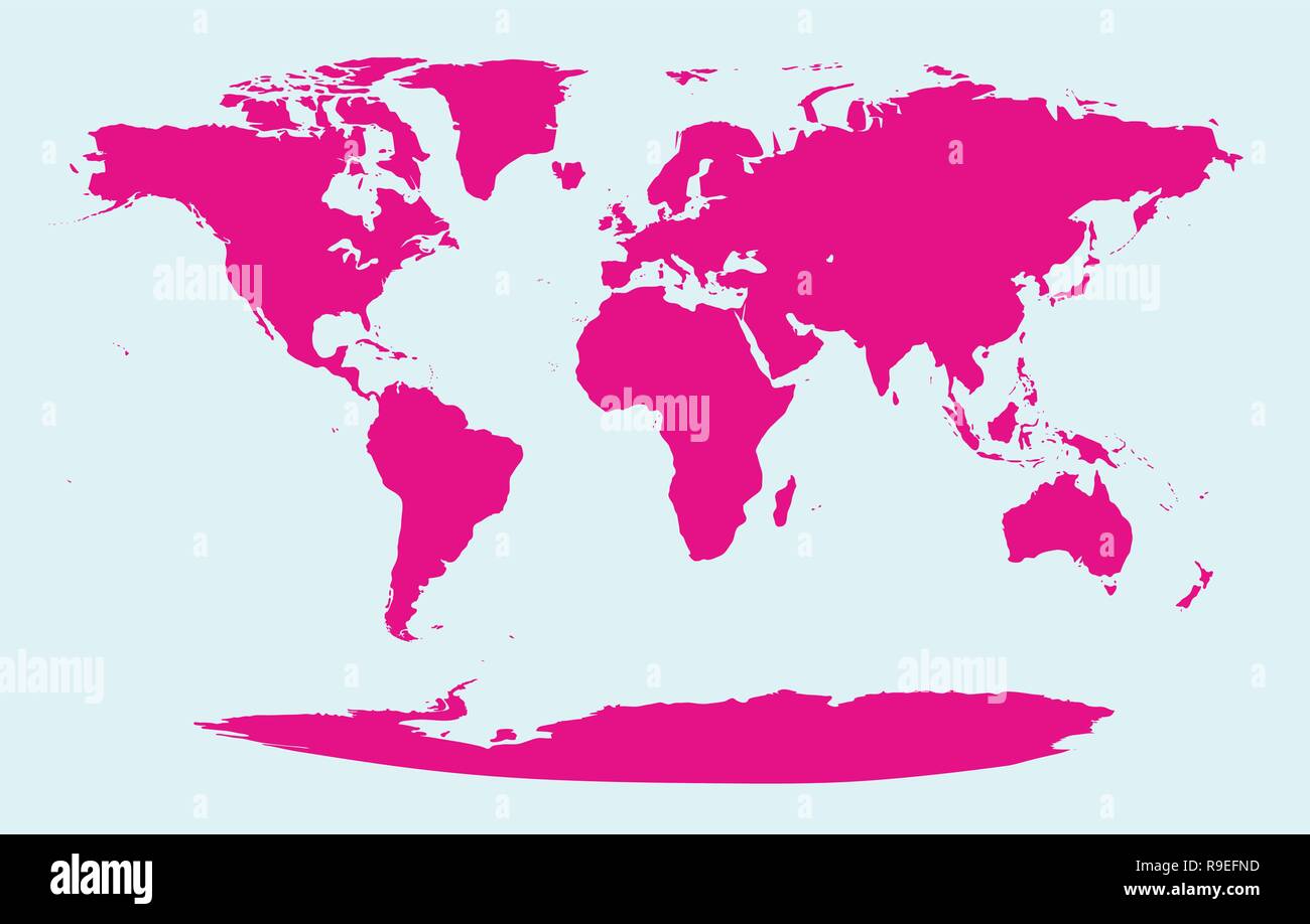 Pulire isolato dettagliata mappa globale del mondo paesi e continenti Illustrazione Vettoriale