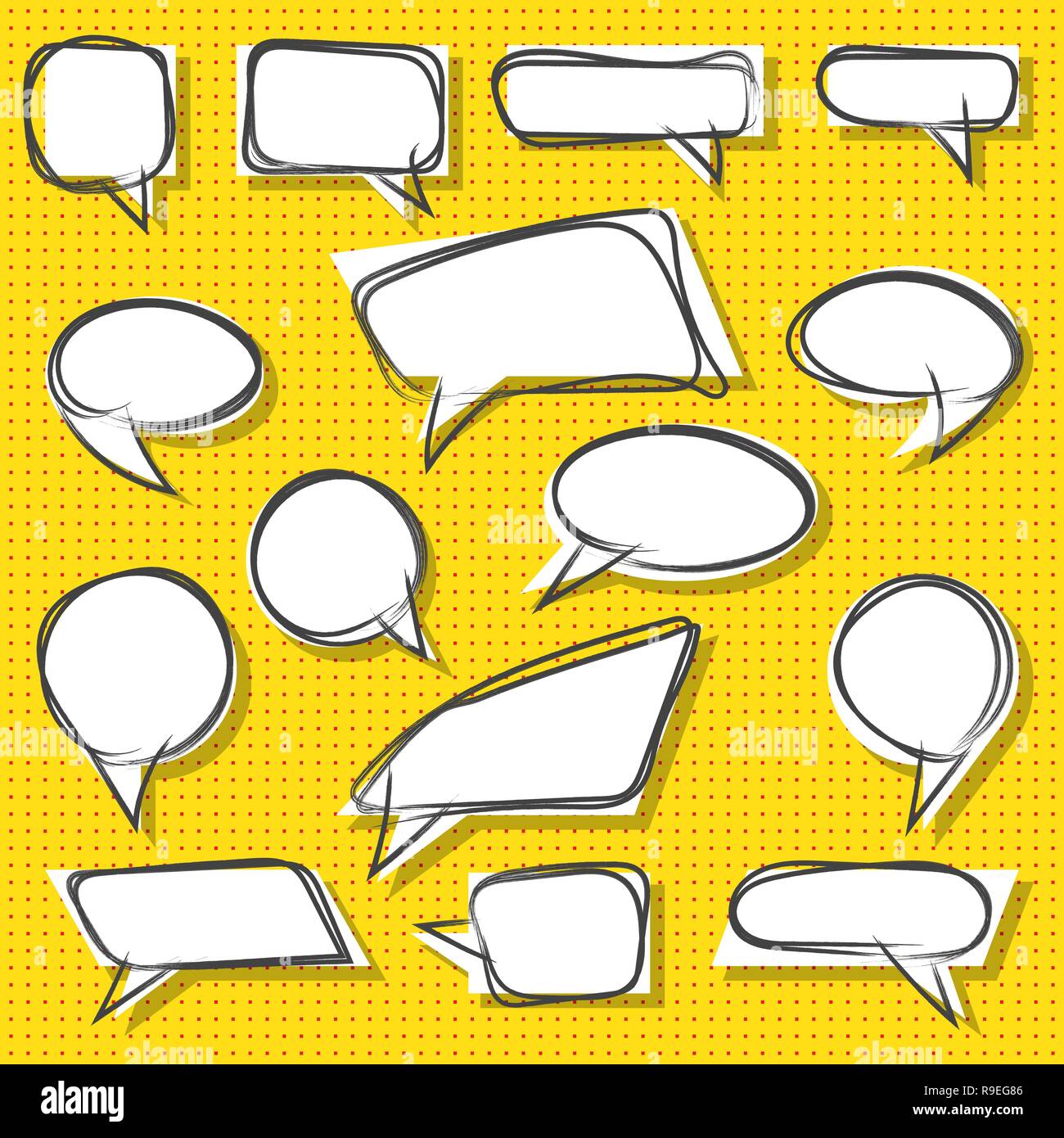 Set di pop art Fumetti. Illustrazione Vettoriale. Raccolta di fumetti retrò fumetti Illustrazione Vettoriale