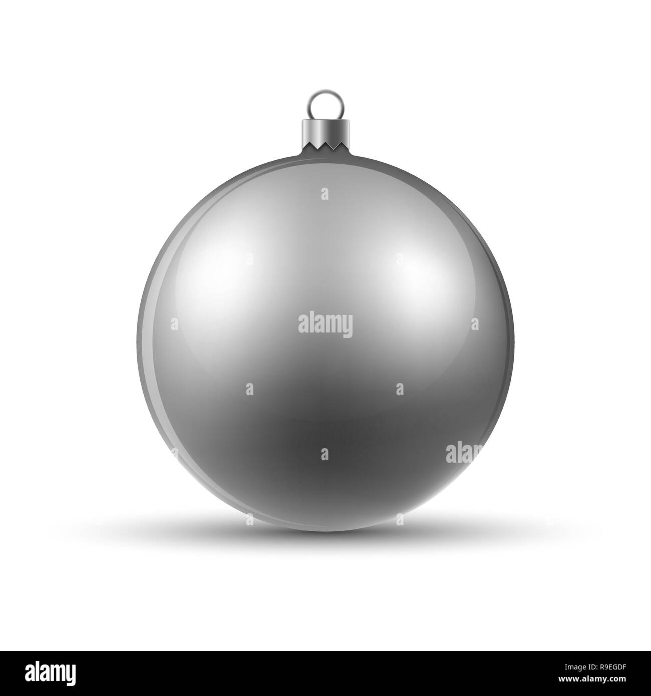 Grigio a palla di Natale, isolata. Illustrazione Vettoriale. Realistico lucida palla di Natale Illustrazione Vettoriale