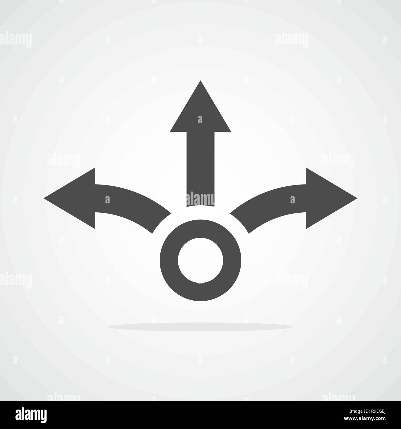 A tre vie della freccia di direzione in stile appartamento. Illustrazione Vettoriale. Direzione strada icona isolato. Illustrazione Vettoriale