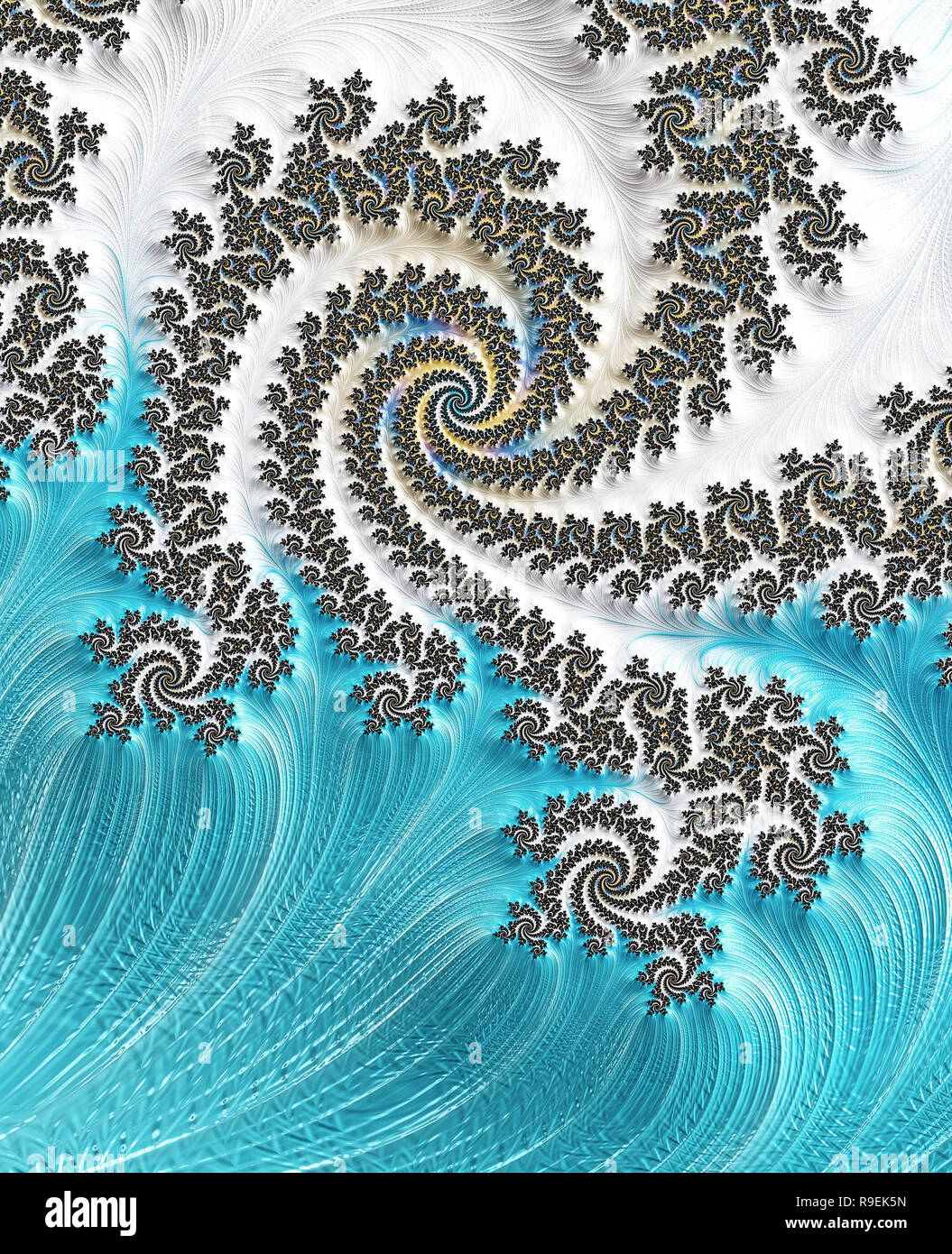 Fractal in Teal e argento Foto Stock