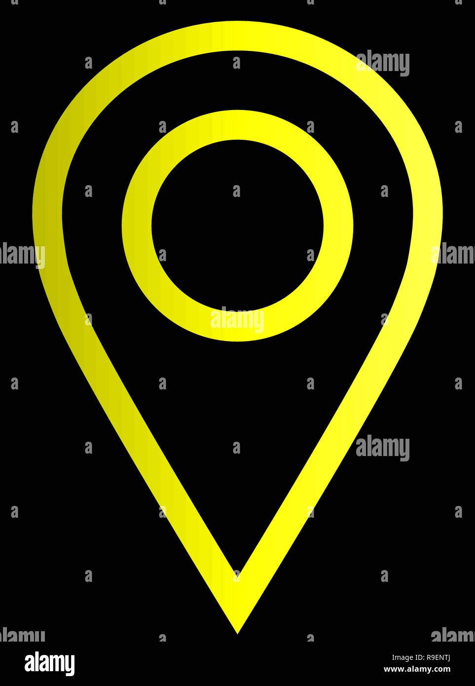 Pin point - gradiente giallo delineato, isolato - illustrazione vettoriale Illustrazione Vettoriale