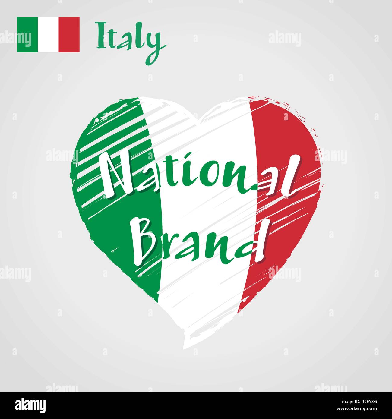 Bandiera del vettore cuore d'Italia, marchio nazionale. Illustrazione Vettoriale