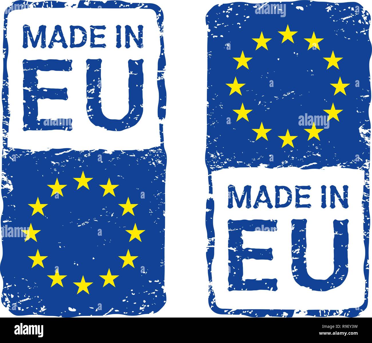 Realizzati in Unione Europea, vettore UE lettera timbro. Illustrazione Vettoriale