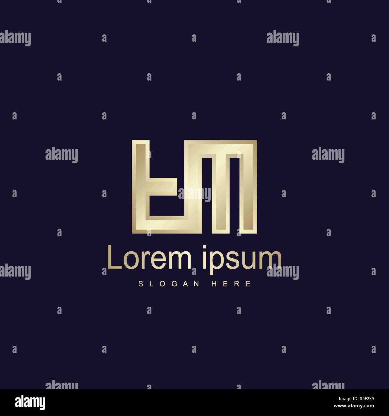 Lettera iniziale FM modello Logo Design Vettoriali Illustrazione Vettoriale
