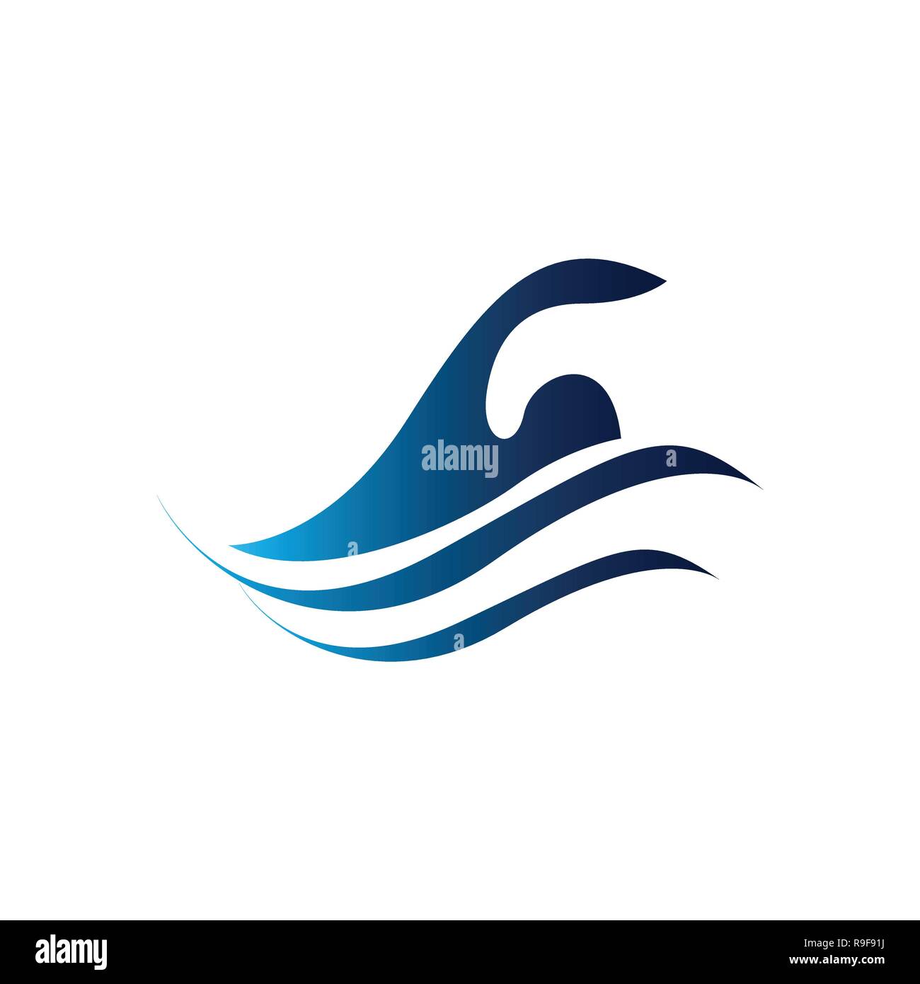 Nuotare piscina piscina icona. Umano è il nuoto, abstract illustrazione blu su sfondo bianco. Illustrazione Vettoriale