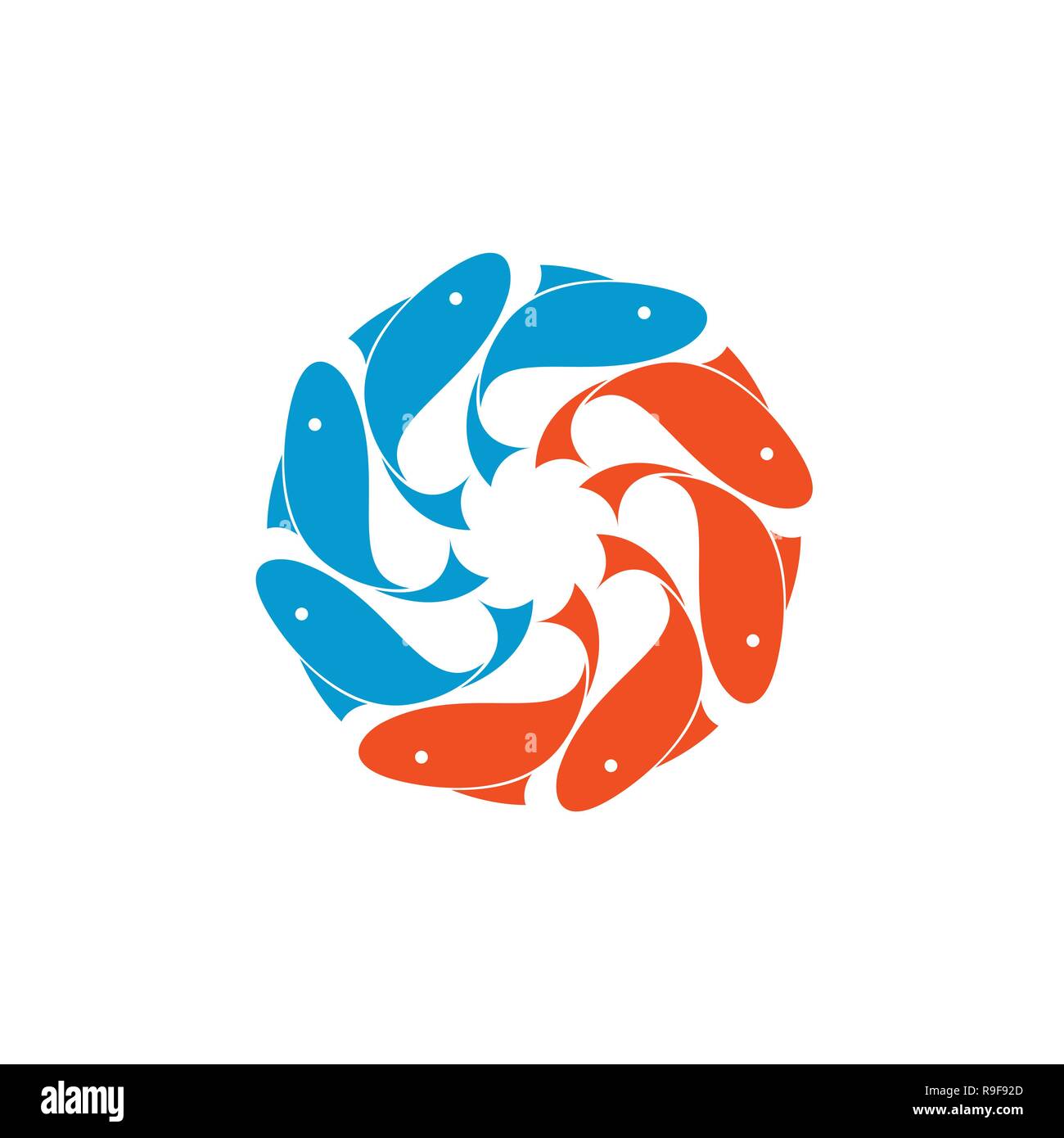 Round Globe fish logo sfondo bianco design illustartion Illustrazione Vettoriale