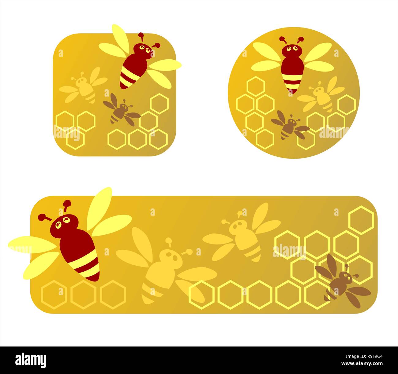 Celle di cera con il dolce miele delle api,vettore - nido isolato su bianco bavkground,le api ed il miele Vettore, lavorando le api sul favo di miele,Bumble Bee Miele Clip Illustrazione Vettoriale