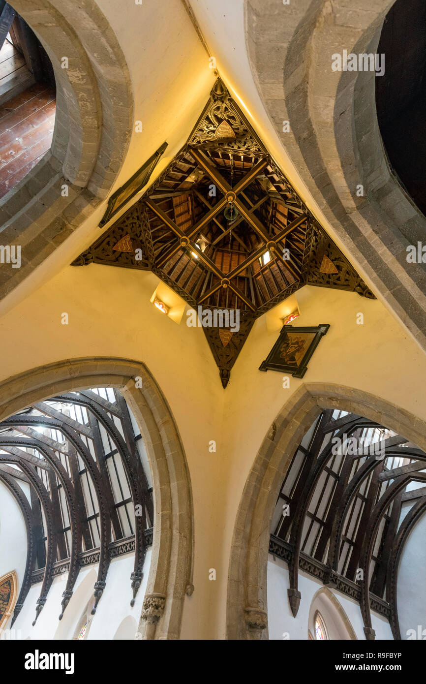 Posizionare Manor Chiesa; Tower dettaglio; Cornovaglia; Regno Unito Foto Stock