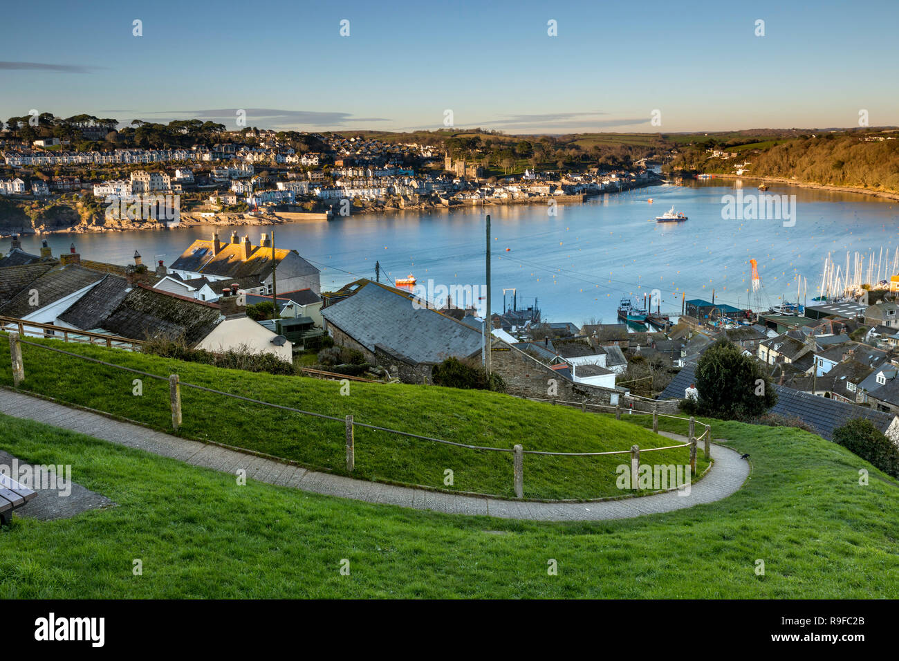 Polruan; cercando di Fowey; Cornovaglia; Regno Unito Foto Stock