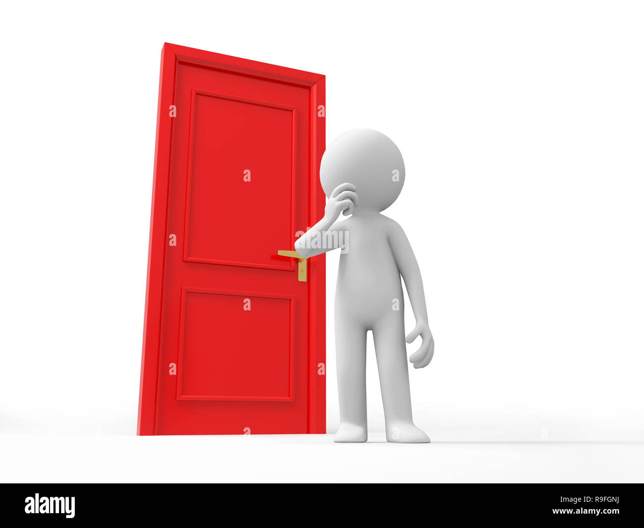 Porta,una persona si trova nelle vicinanze di una porta Foto Stock