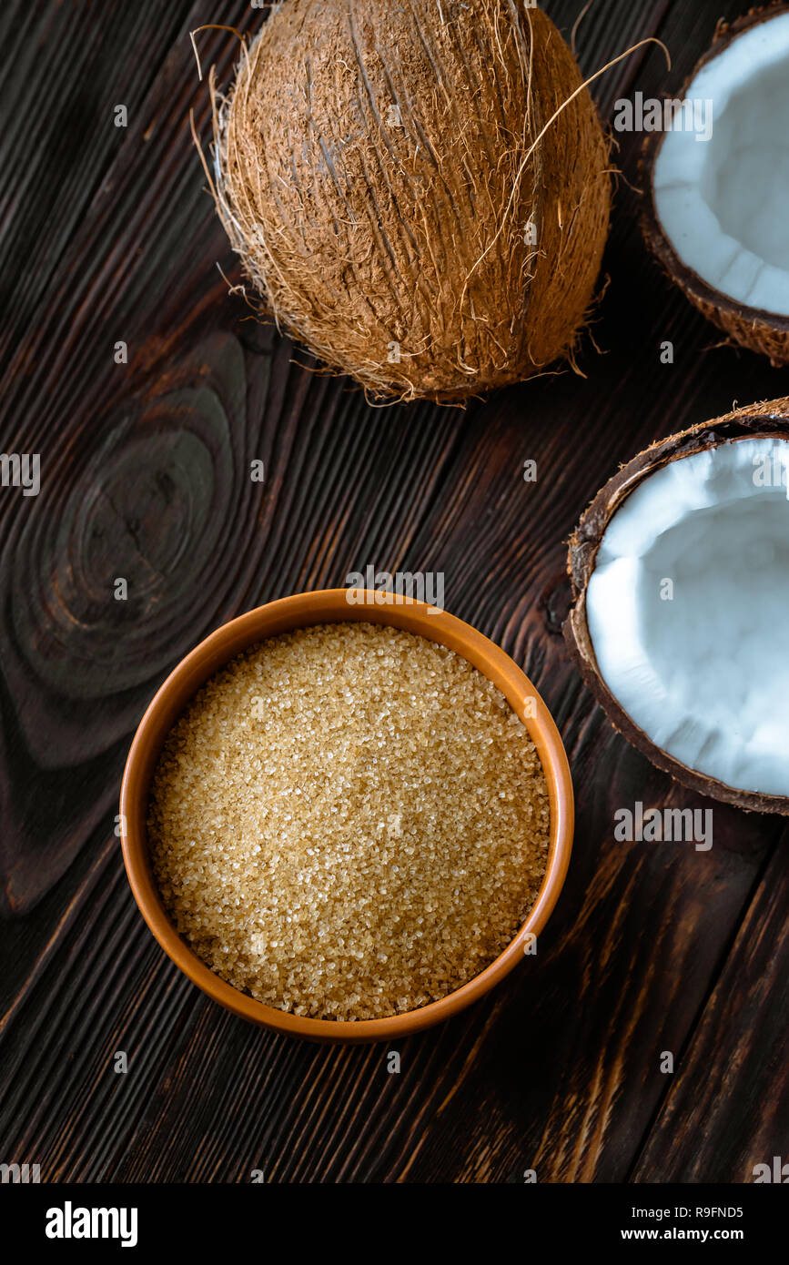 Ciotola di zucchero di cocco Foto Stock