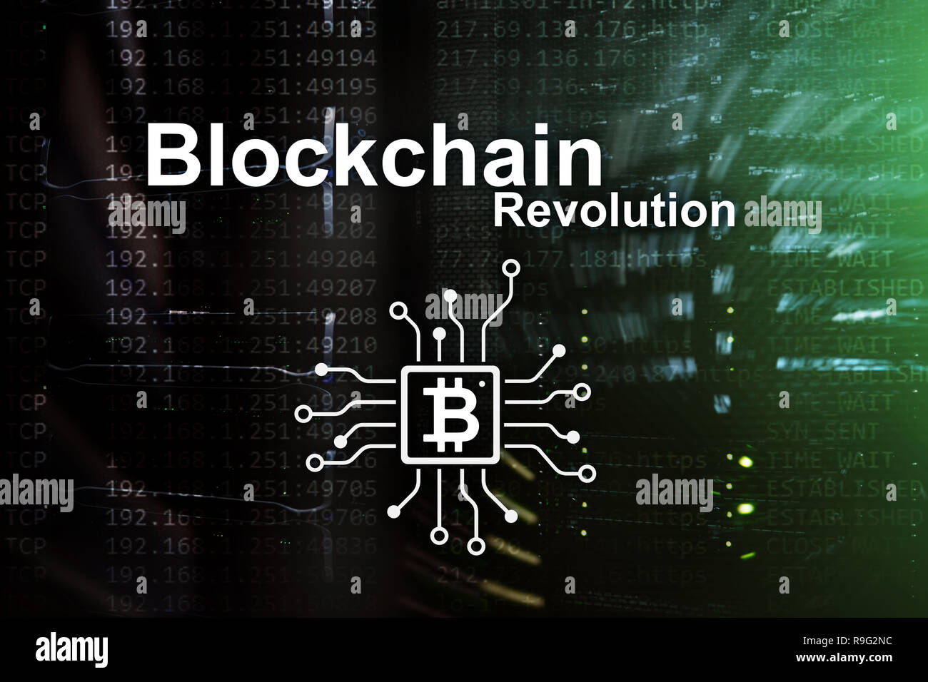 Rivoluzione Blockchain, innovazione tecnologica nelle aziende moderne. Foto Stock