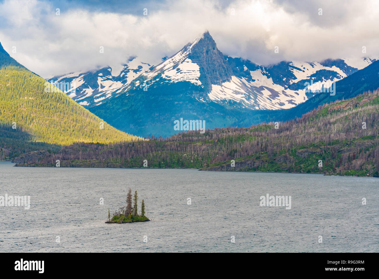 Wild Goose Island su St Mary Lake nel Parco Nazionale di Glacier, Montana Foto Stock