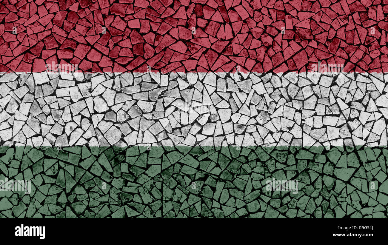 Tessere mosaico Pittura di Ungheria Bandiera, Texture di sfondo Foto Stock