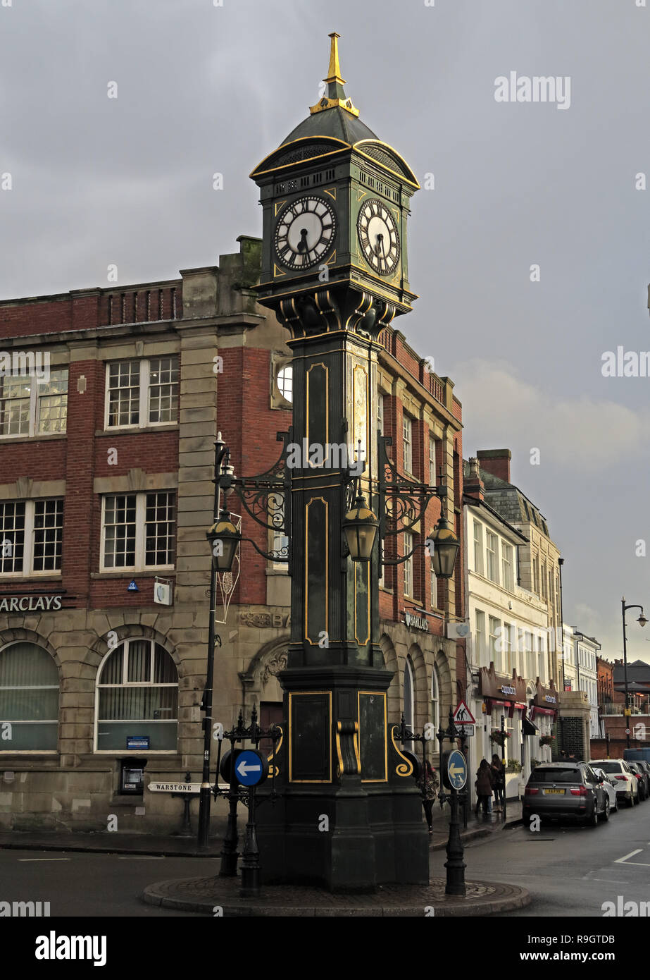 Chamberlain orologio, Edwardian, ghisa, clock tower, Jewellery Quarter, Birmingham, West Midlands, England, Regno Unito Foto Stock