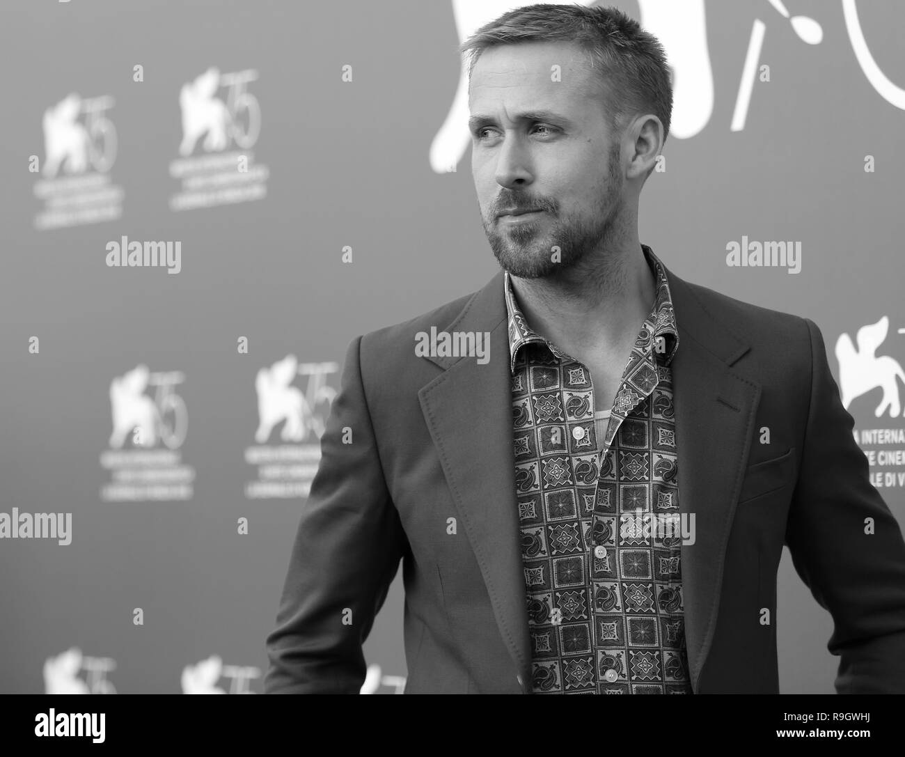 Venezia, Italia - 29 AGO 2018: Ryan Gosling assiste il 'primo uomo' photocall durante il settantacinquesimo Venice International Film Festival (Ph: Mickael Chavet) Foto Stock