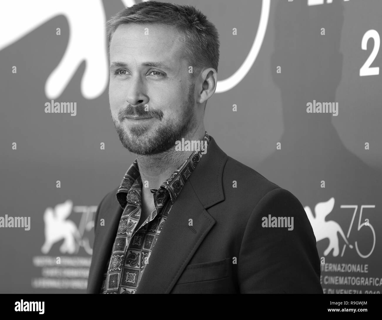 Venezia, Italia - 29 AGO 2018: Ryan Gosling assiste il 'primo uomo' photocall durante il settantacinquesimo Venice International Film Festival (Ph: Mickael Chavet) Foto Stock