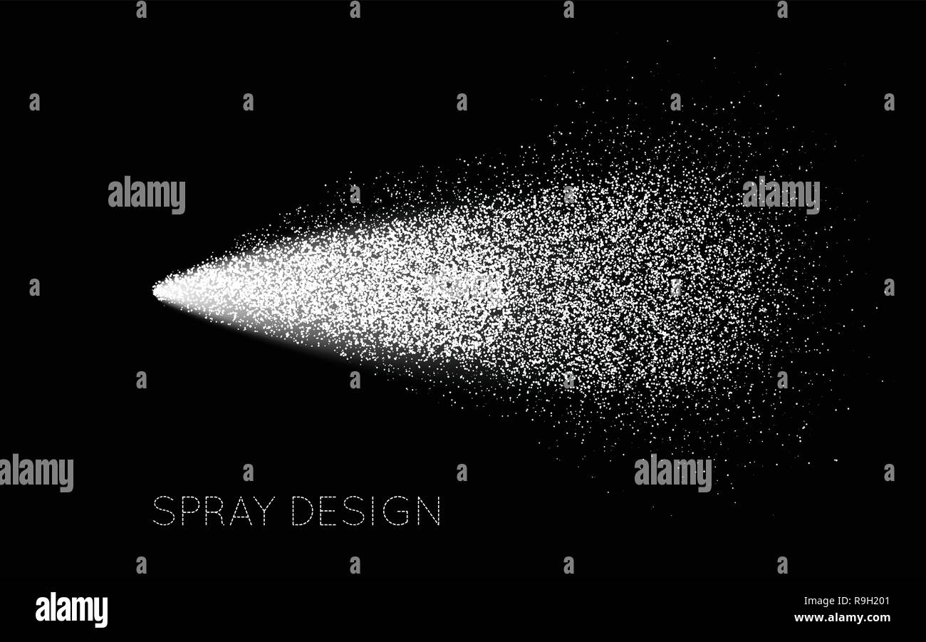 Spray con particelle su nero. Illustrazione Vettoriale Illustrazione Vettoriale