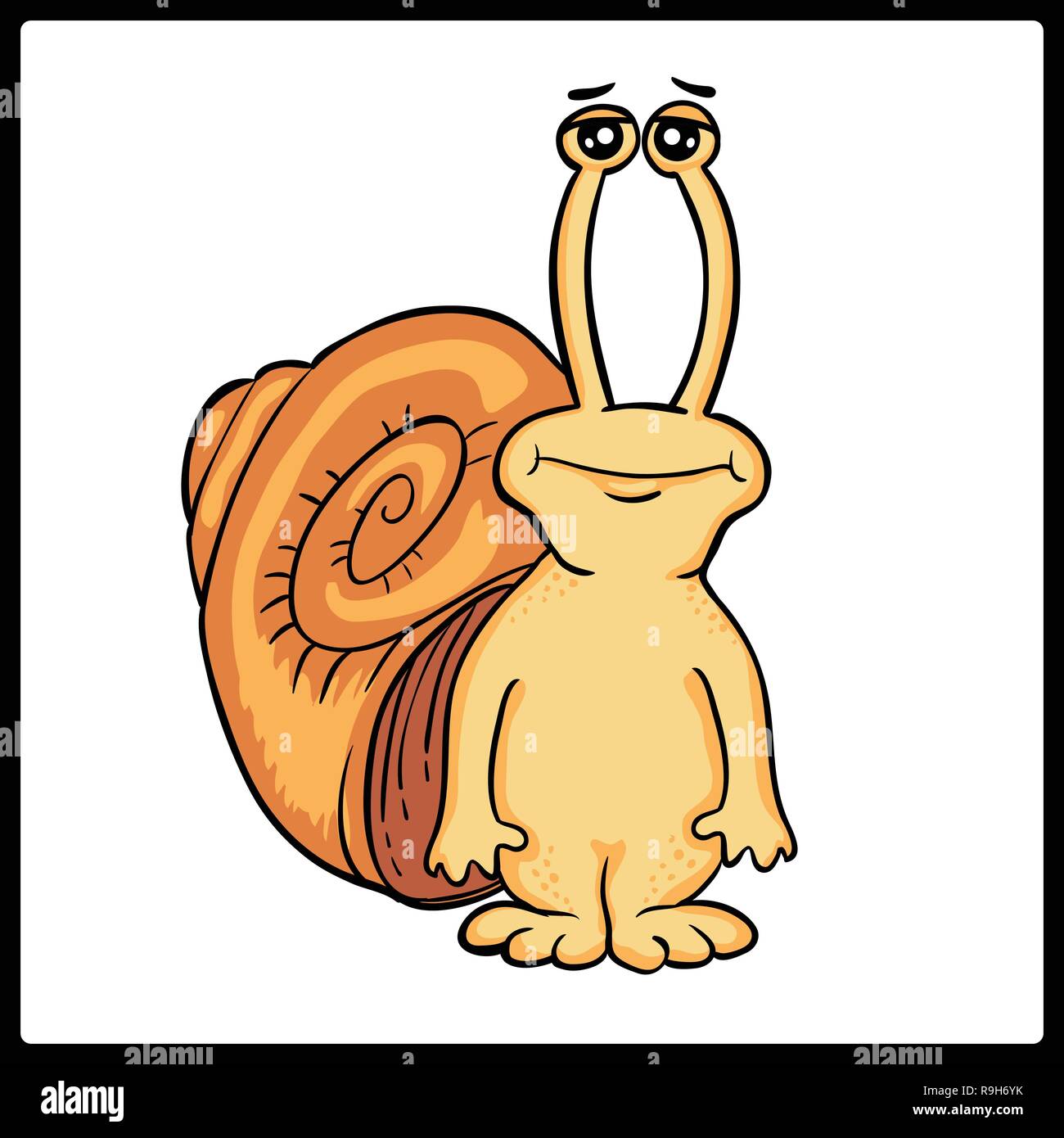 Lumaca su sfondo bianco. Icona di una lumaca. Snail art. Snail close up - vettore. Disegnata a mano stile doodle design illustrazione Illustrazione Vettoriale