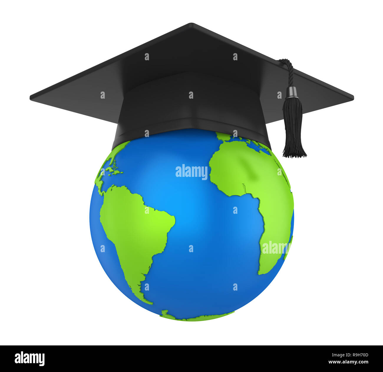 Tappo di graduazione e globo isolato Foto Stock
