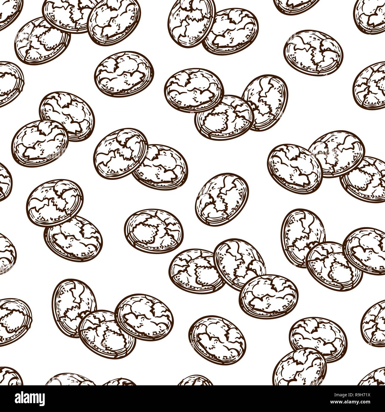 Farina di avena cookies seamless fast food pattern. Vettore disegnata a mano Illustrazione Vettoriale