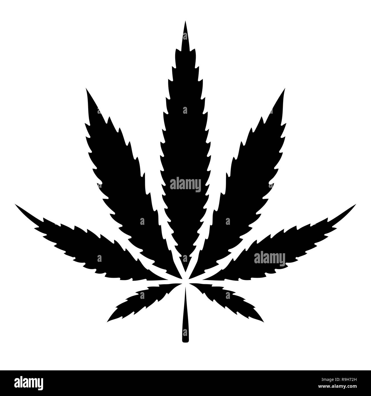 Nero solido marijuana Cannabis leaf icona vettore Illustrazione Vettoriale