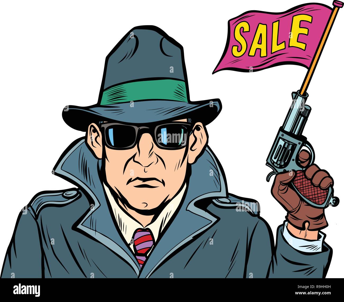 Spy secret agent avvia le vendite. isolare su sfondo bianco Immagine e  Vettoriale - Alamy